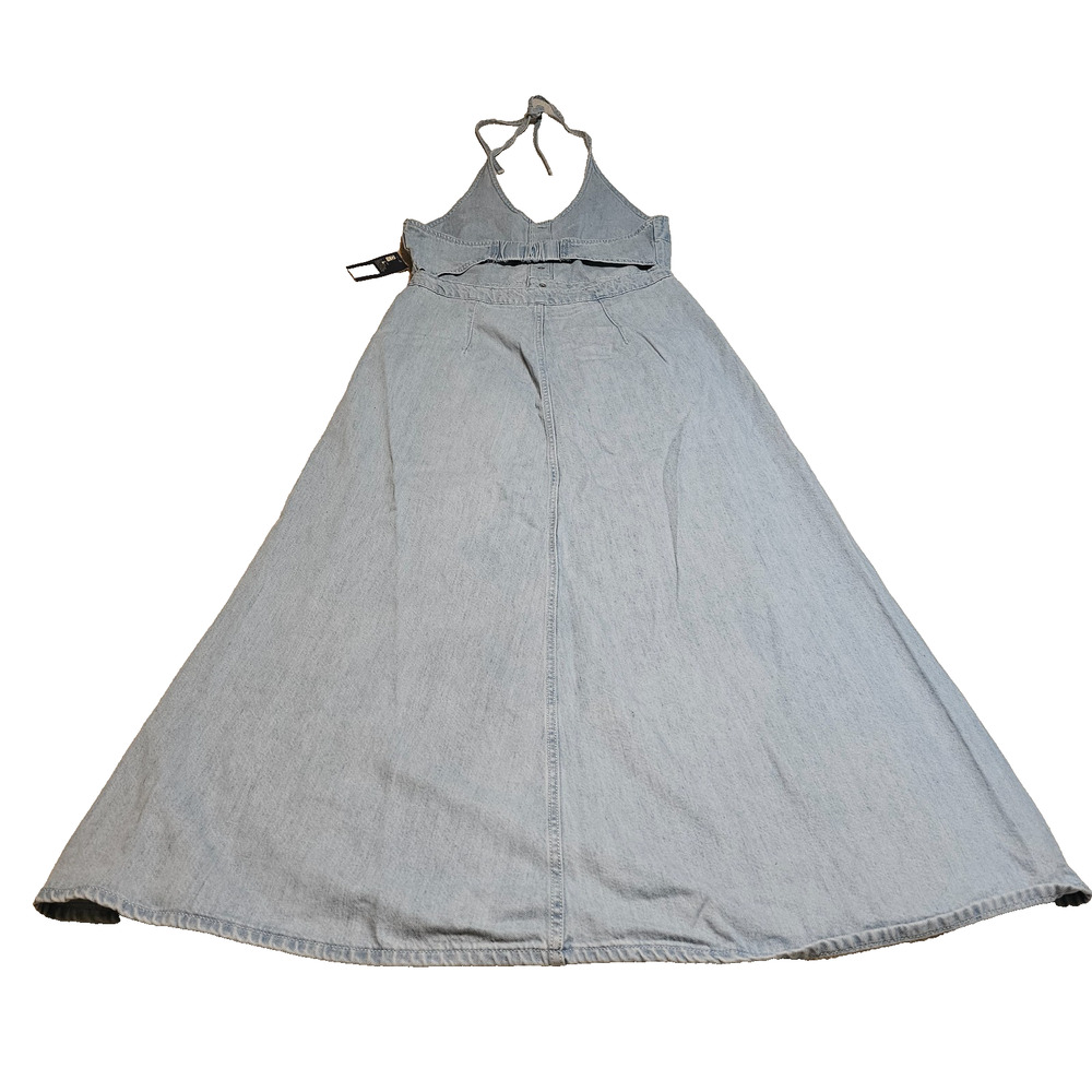 Universal Thread Light Wash Denim Halter Maxi Dress Size 10 NWT - Picture 3 of 10